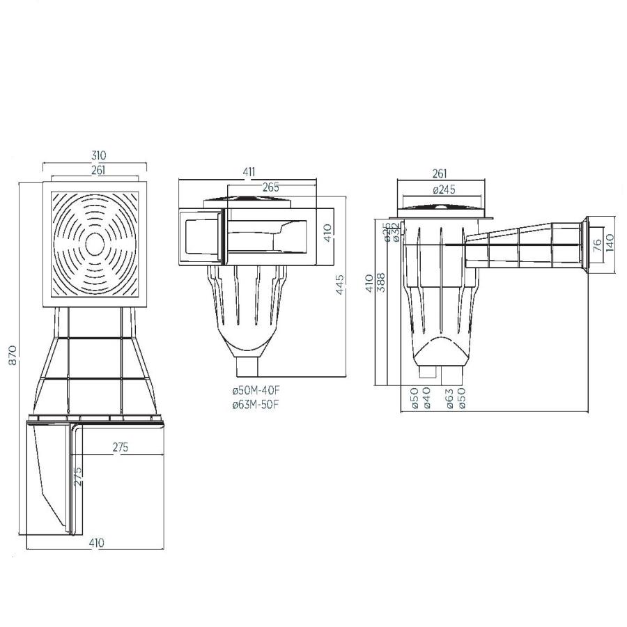 Corner Skimmer (SKlang , Concrete and Liner pools)